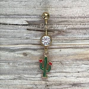 Gold Cactus Belly Button Ring‎